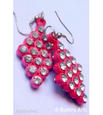 Quilled Rings Earrings Pink with Crystals